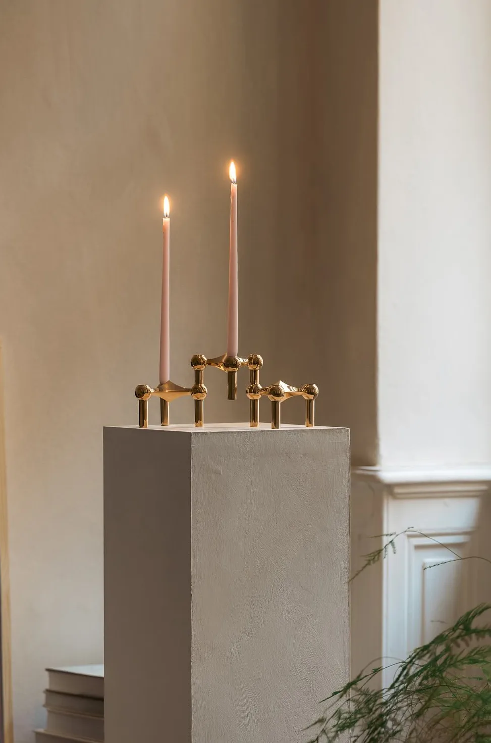 STOFF Nagel ljusstake 3-pack, mässing STOFF