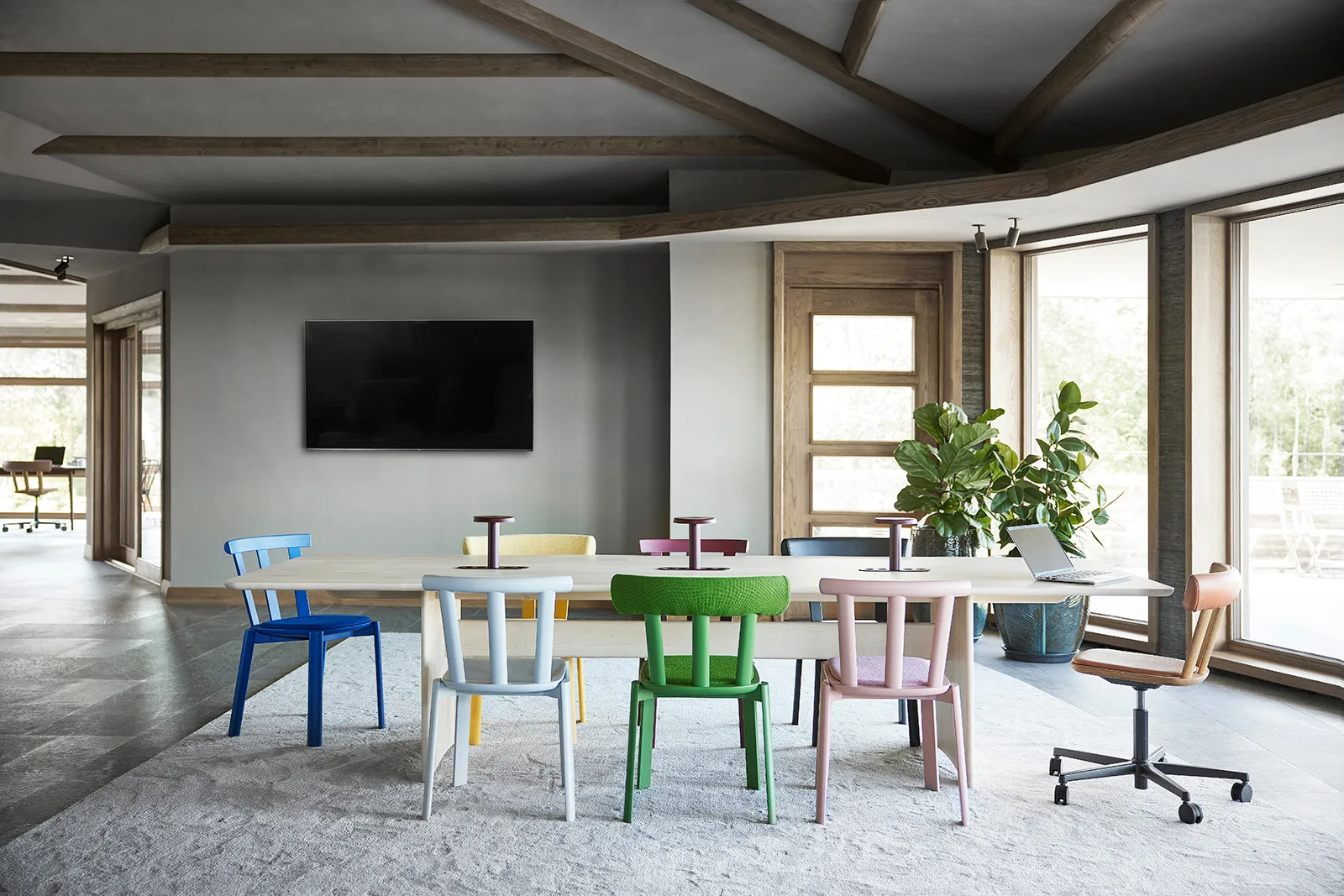 Alt bord 320x110 cm björk, Ljus mattlack Stolab