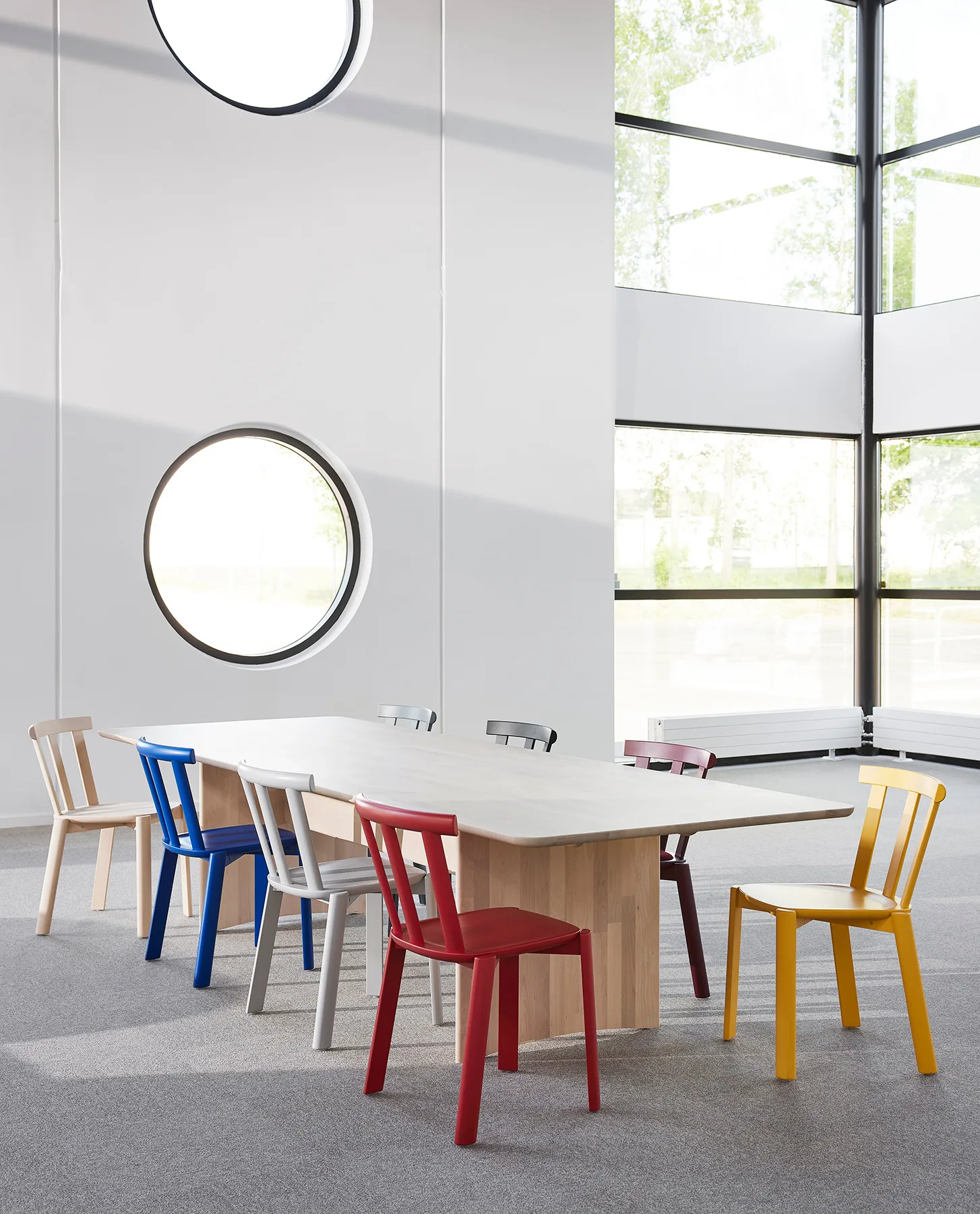 Alt bord 90x320 cm björk, Ljus mattlack Stolab