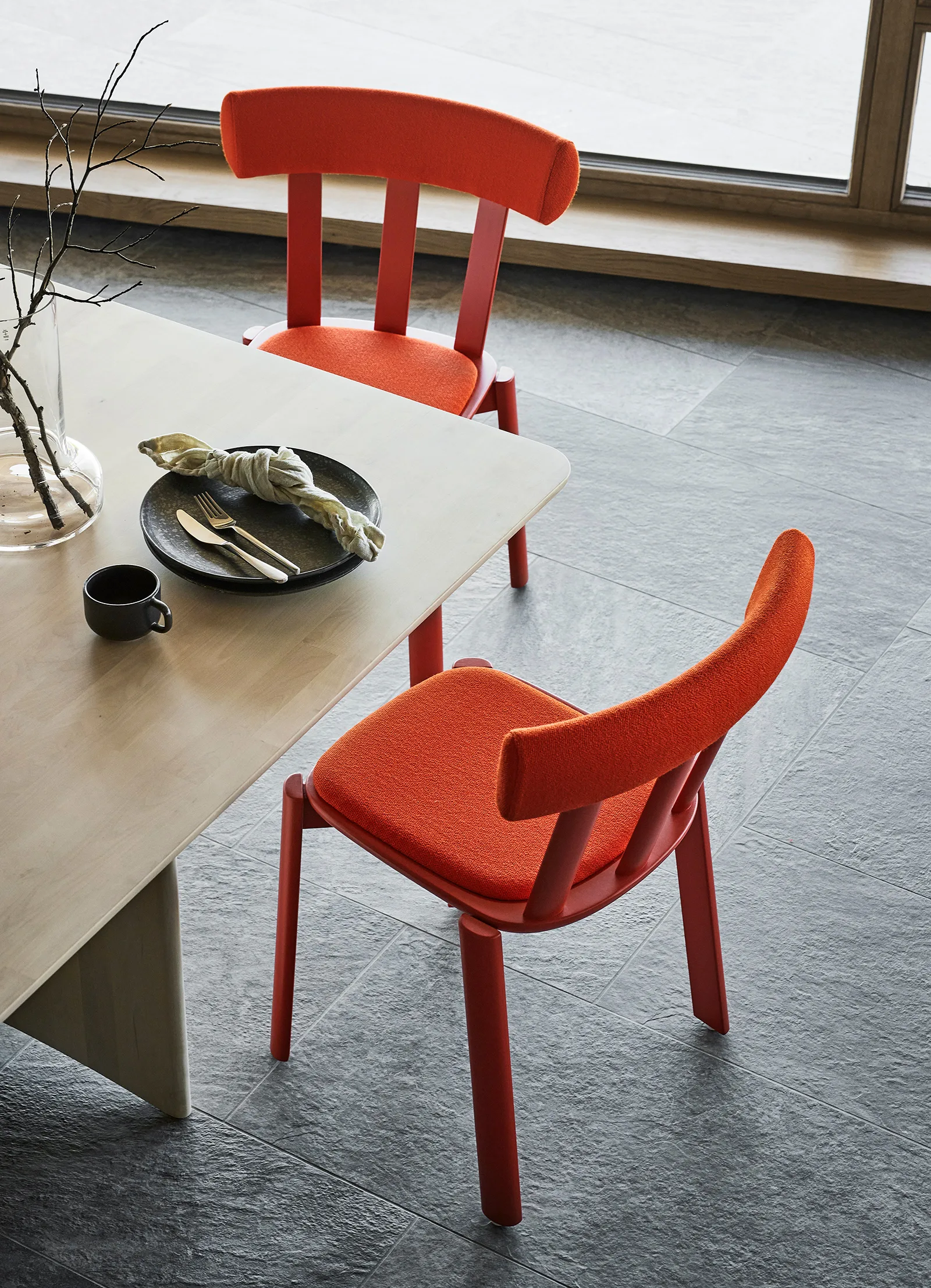 Alt bord 90x320 cm björk, Ljus mattlack Stolab