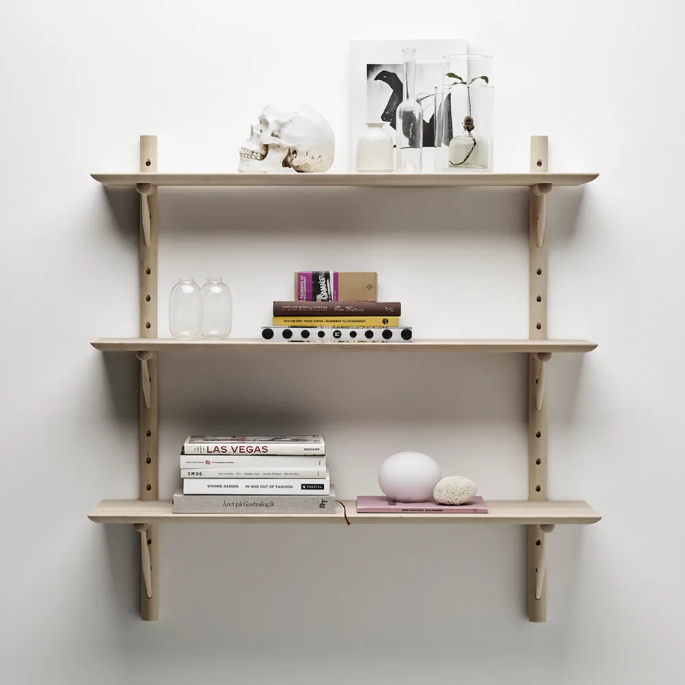 Ikon vägghylla, björk ljus mattlack, djup 21cm Stolab