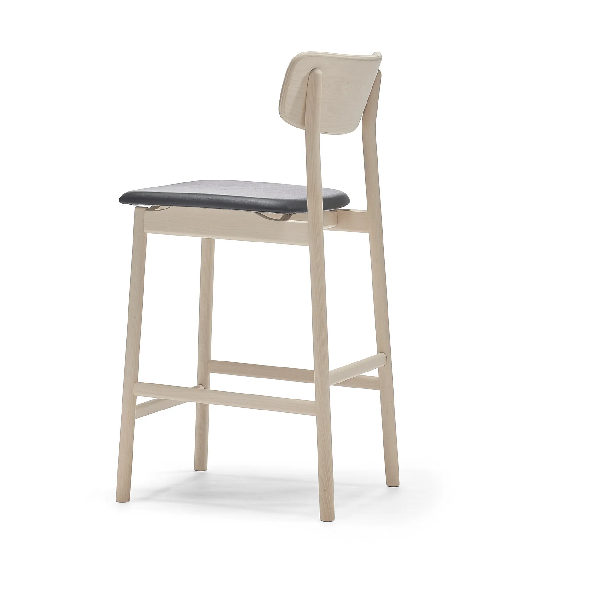 Prima Vista barstol, Läder Elmosoft svart-ljust mattlackat björkstativ, 65 cm Stolab