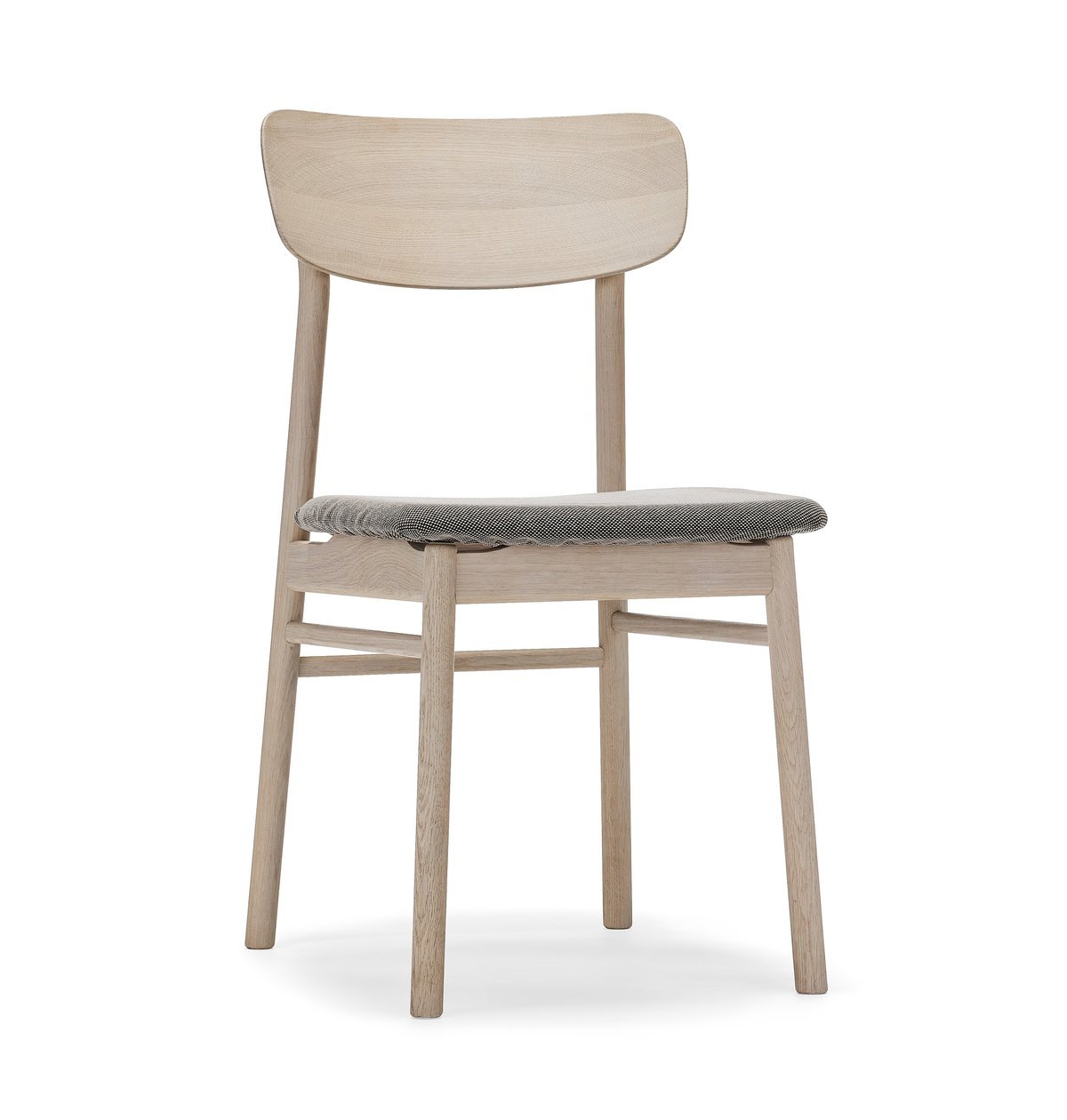 Stolab Prima Vista stol ljus mattlackad ek Tyg blues 9202 brun-beige