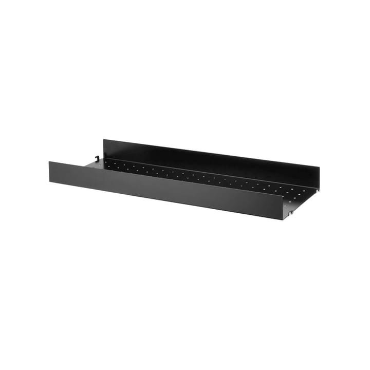 String hyllplan metall, svart, 78x30 cm, hög kant String