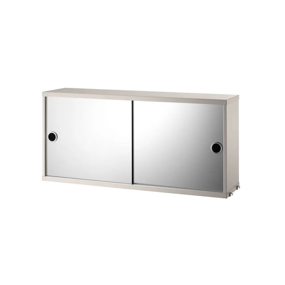 String skåp med skjutdörr, beige, spegelskjutdörrar, 78x20 cm String