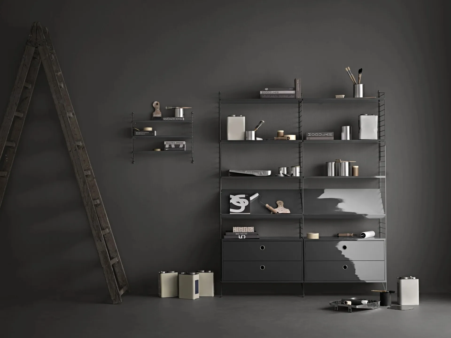 String väggavel, Mörkgrå, 50x30 cm, 2-pack String