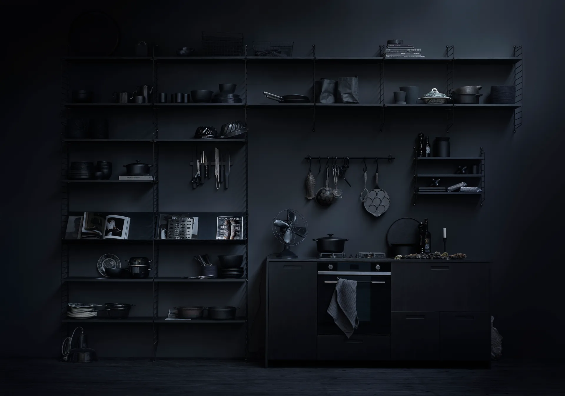 String väggavel, svart, 75x30 cm, 2-pack String