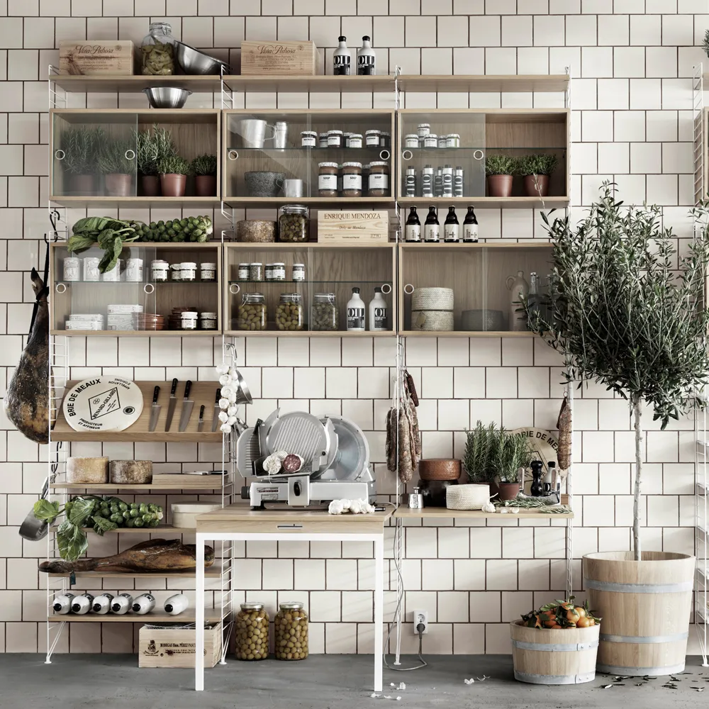 String vitrinskåp, Ask svartbets, 78x30 cm String