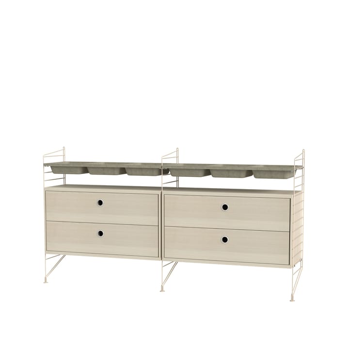 Stringhylla sovrum ask & beige - Kombination G - undefined - String