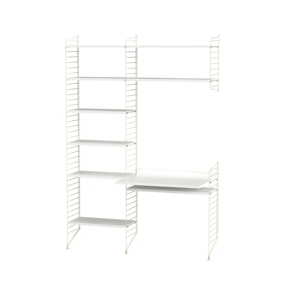 Stringhylla sovrum vit & beige - Kombination G,  String