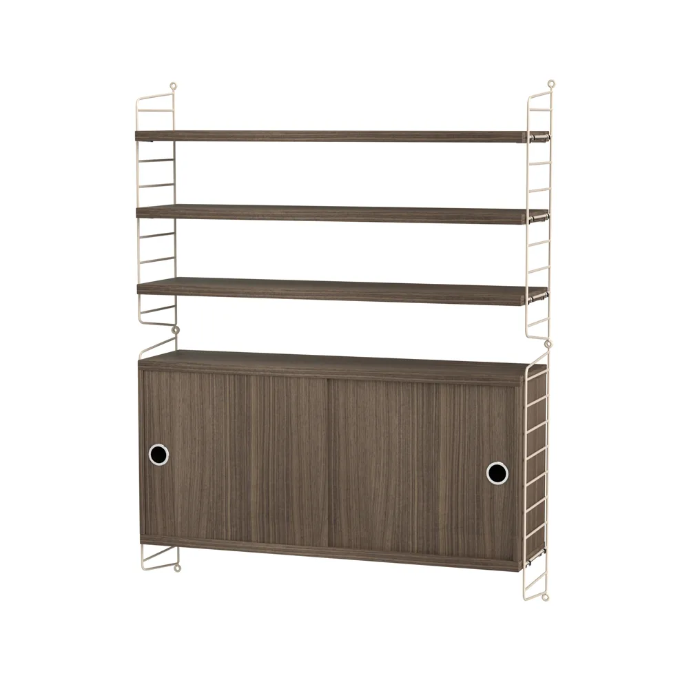 Stringhylla vardagsrum valnöt & beige - Kombination I String