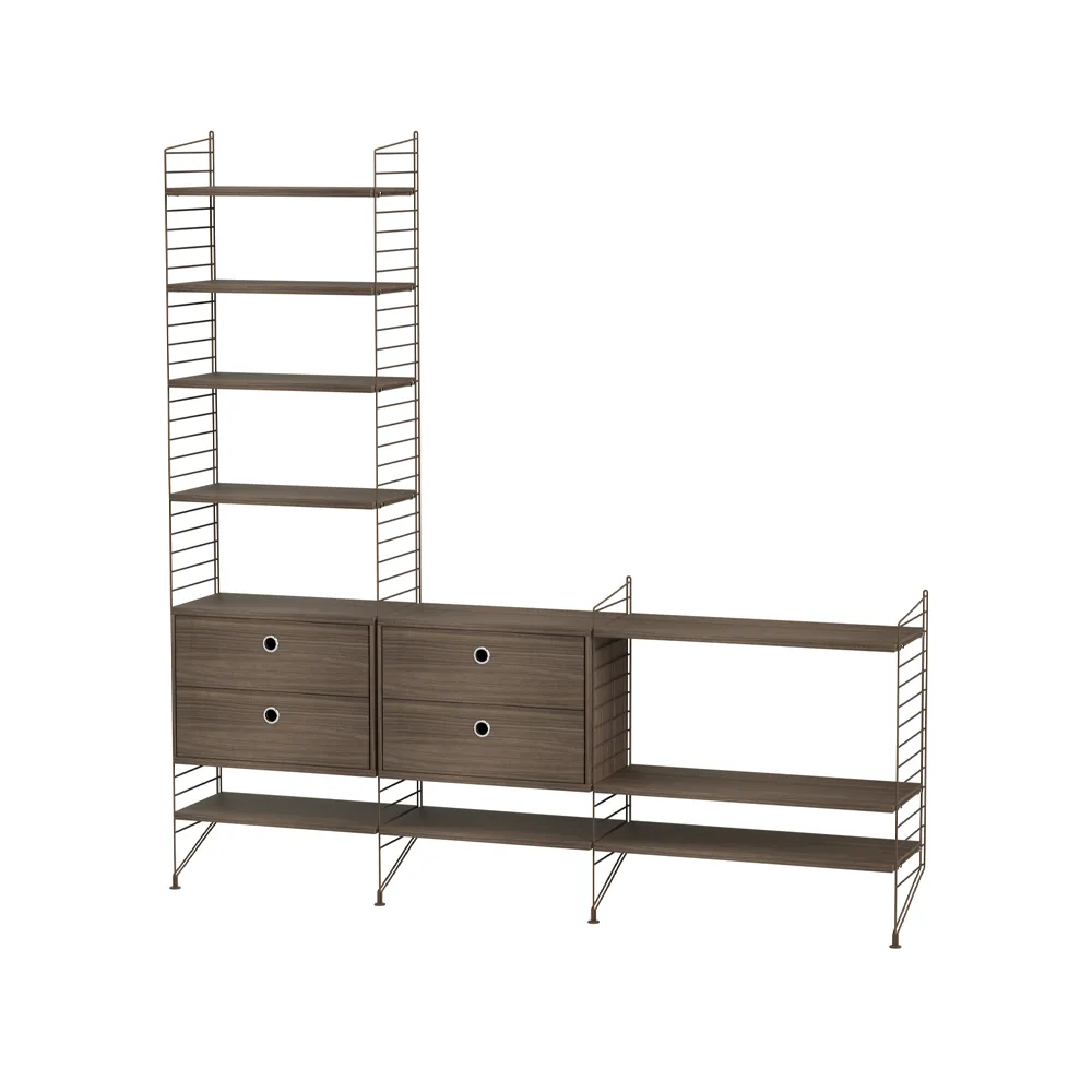 Köp Stringhylla vardagsrum valnöt & brun - Kombination J från String ...