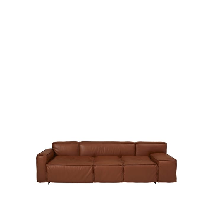 Boxplay 3-sits soffa - läder baltique 33441 brun, borstade stålmedar - Swedese