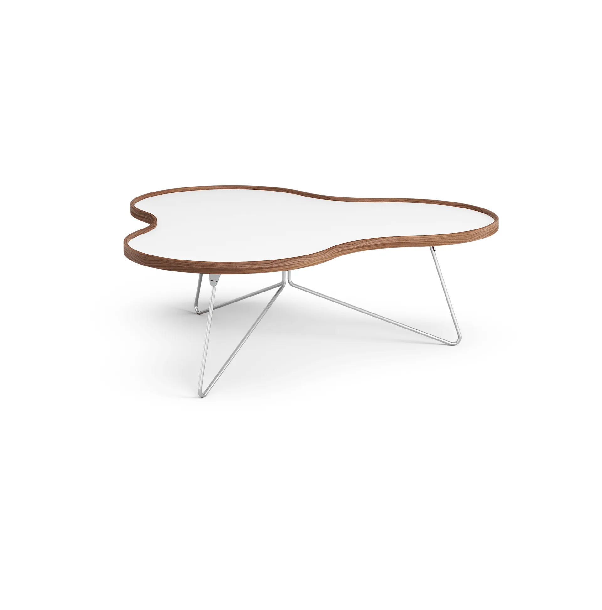 Flower bord 107x114 cm, H39cm-vit-valnöt-krom Swedese