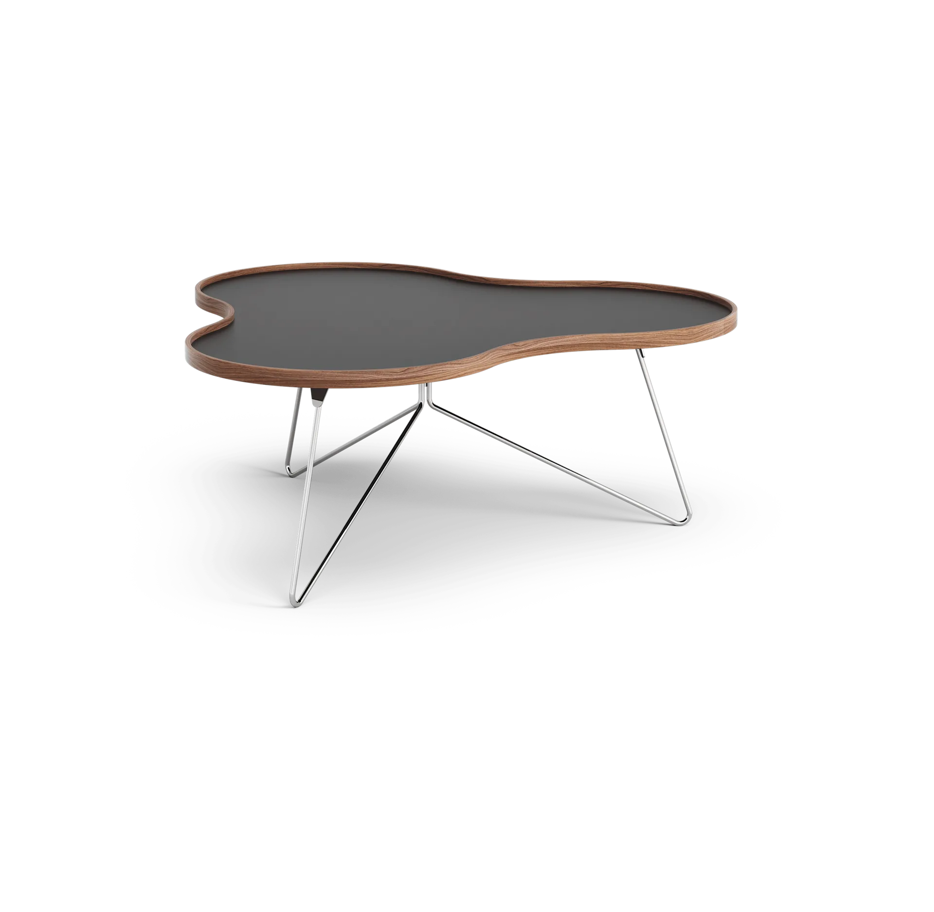 Flower bord 107x114 cm, H45cm-svart-valnöt-krom Swedese