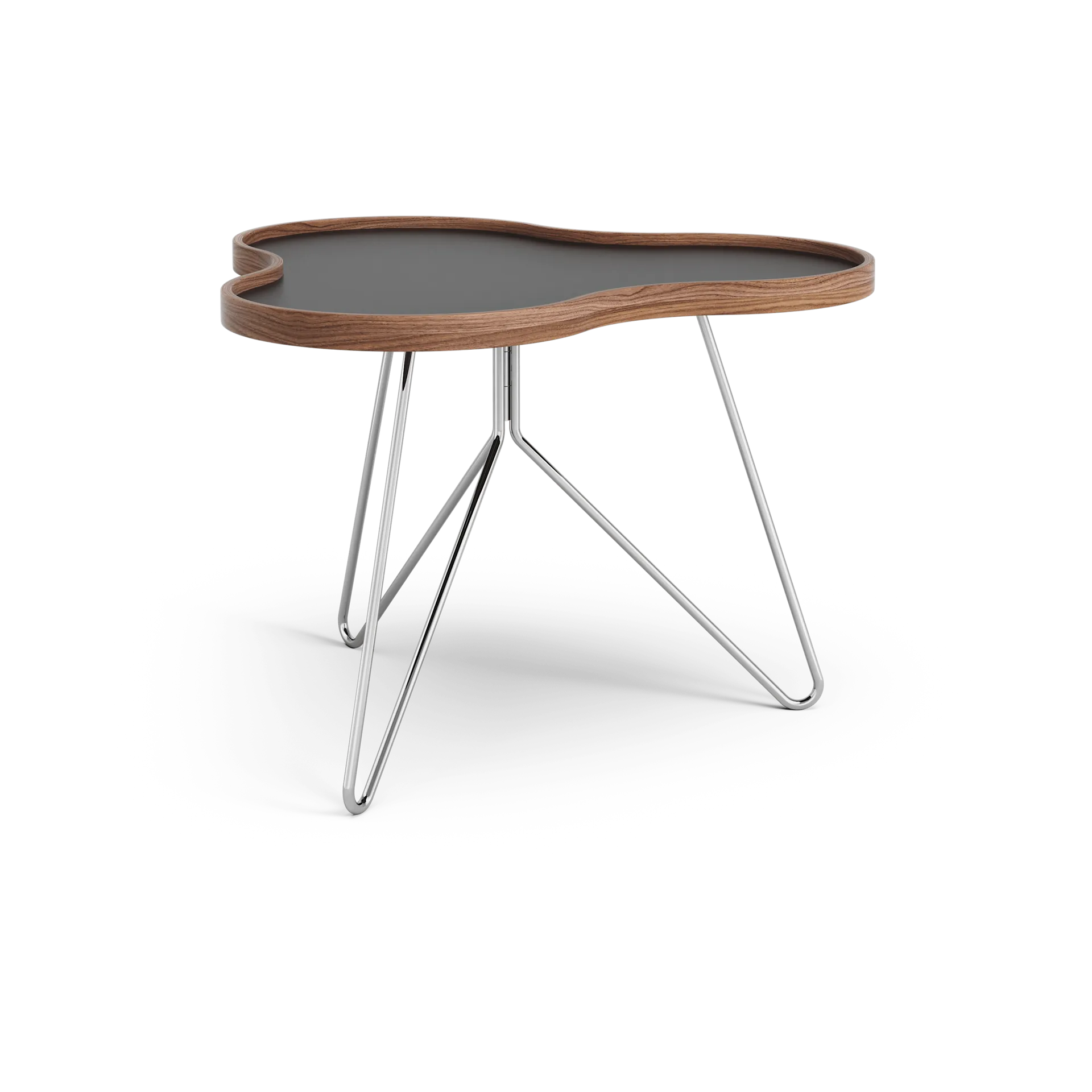 Flower bord 62x66 cm, H45cm-svart-valnöt-krom Swedese