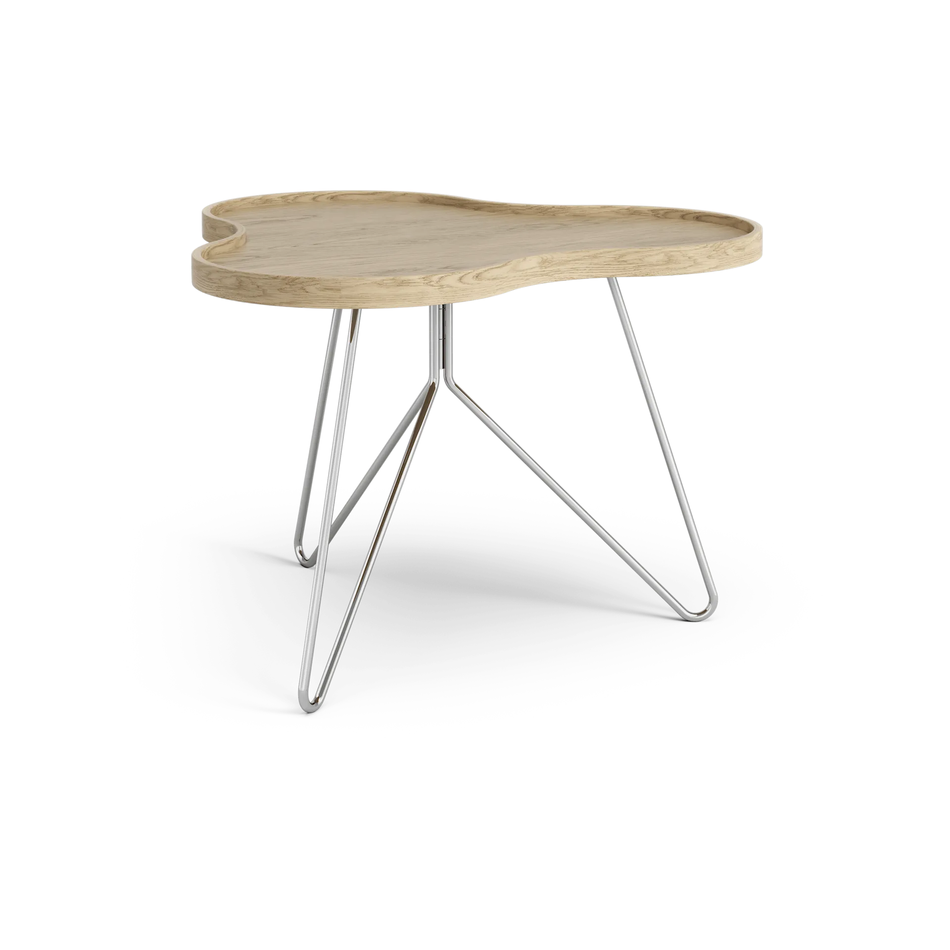 Flower mono bord 62x66 cm, H45cm-ek natur-krom Swedese