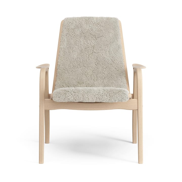 Laminett fåtölj lackad bok/fårskinn, Moonlight (beige) Swedese