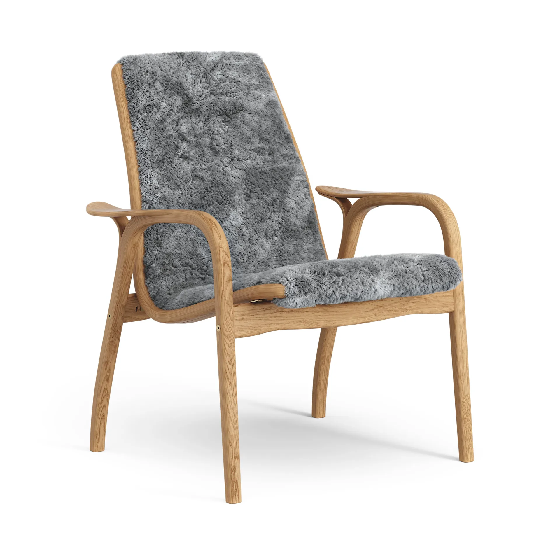 Laminett fåtölj oljad ek/fårskinn, Scandinavian Grey (grå) Swedese