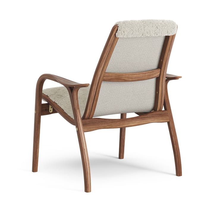 Laminett fåtölj oljad valnöt/fårskinn, Moonlight (beige) Swedese