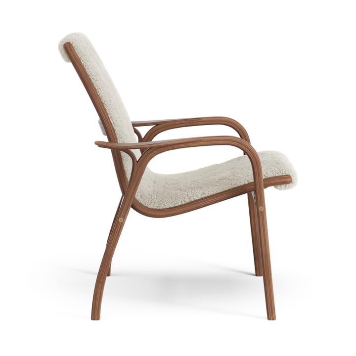 Laminett fåtölj oljad valnöt/fårskinn, Moonlight (beige) Swedese