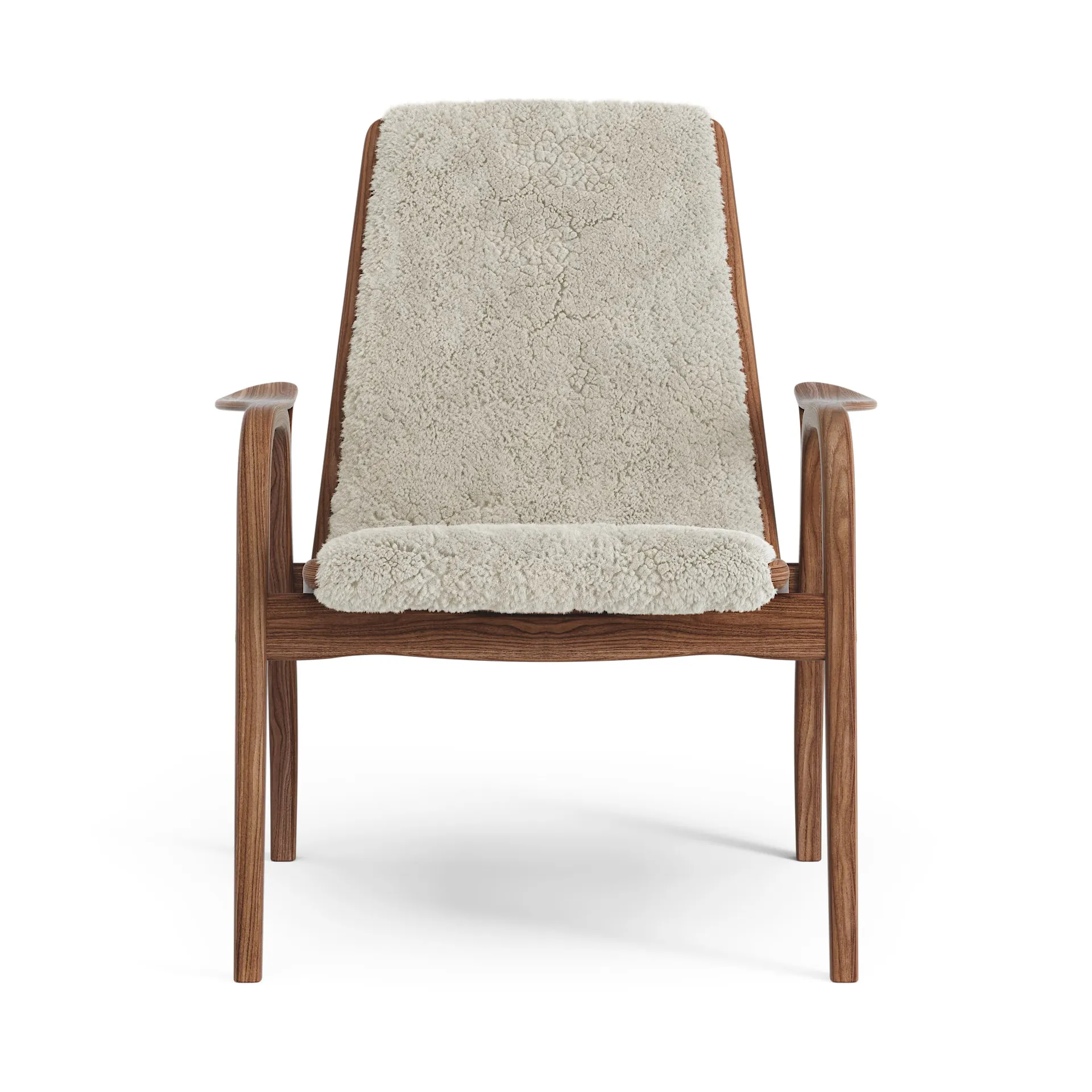 Laminett fåtölj oljad valnöt/fårskinn, Moonlight (beige) Swedese