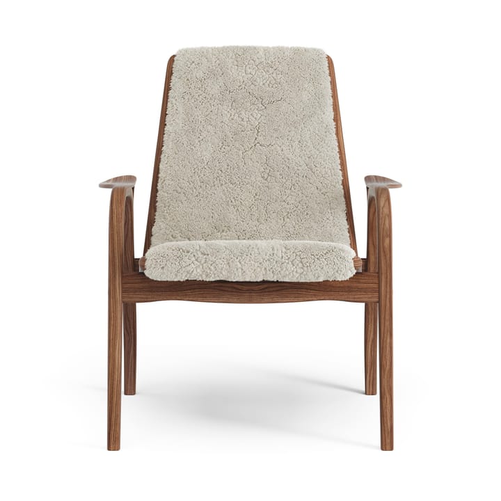 Laminett fåtölj oljad valnöt/fårskinn, Moonlight (beige) Swedese