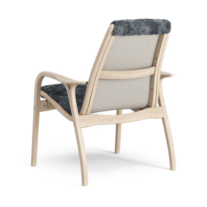 Laminett fåtölj vitpigmenterad ek/fårskinn, Charcoal (mörkgrå) Swedese