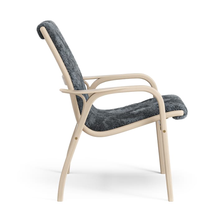Laminett fåtölj vitpigmenterad ek/fårskinn, Charcoal (mörkgrå) Swedese