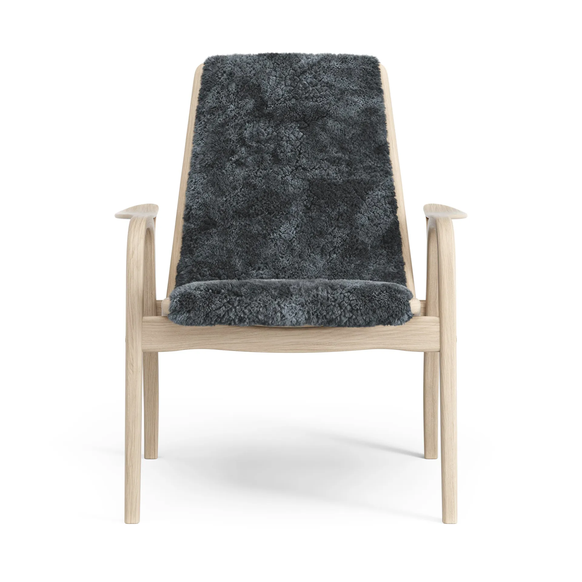 Laminett fåtölj vitpigmenterad ek/fårskinn, Charcoal (mörkgrå) Swedese