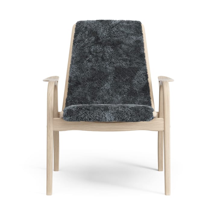 Laminett fåtölj vitpigmenterad ek/fårskinn, Charcoal (mörkgrå) Swedese