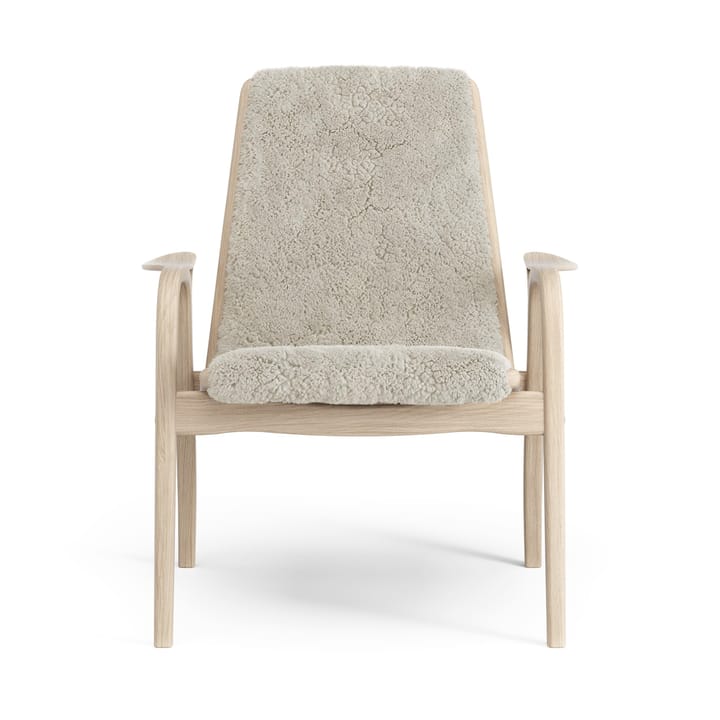 Laminett fåtölj vitpigmenterad ek/fårskinn, Moonlight (beige) Swedese