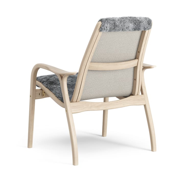 Laminett fåtölj vitpigmenterad ek/fårskinn, Scandinavian Grey (grå) Swedese