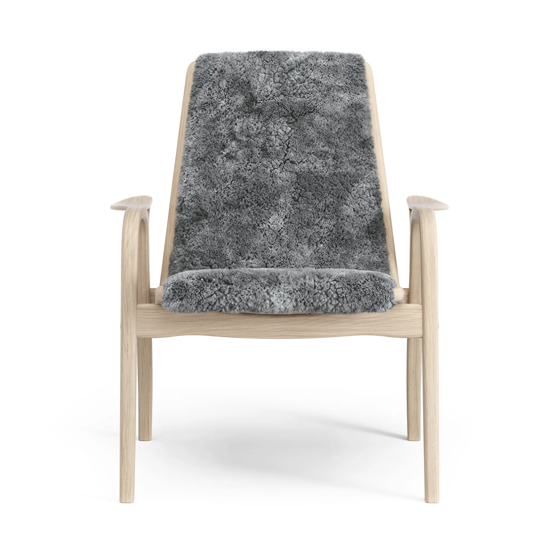Laminett fåtölj vitpigmenterad ek/fårskinn, Scandinavian Grey (grå) Swedese