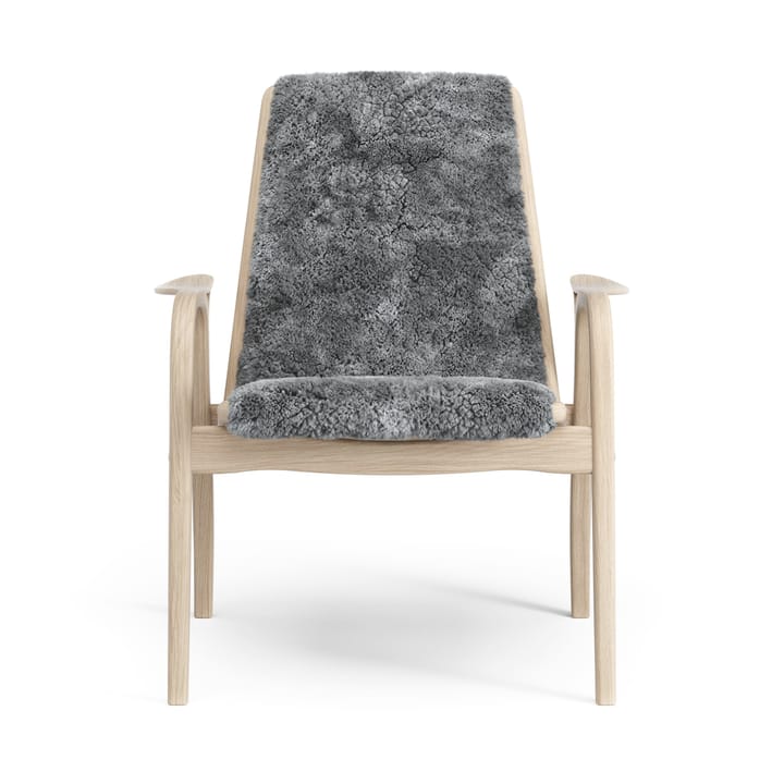 Laminett fåtölj vitpigmenterad ek/fårskinn, Scandinavian Grey (grå) Swedese