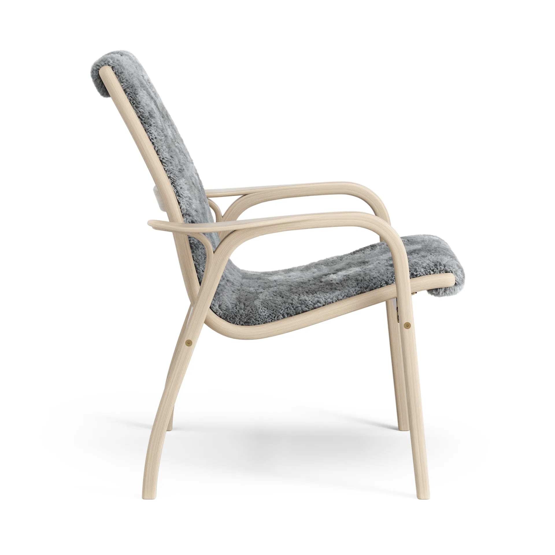 Laminett fåtölj vitpigmenterad ek/fårskinn, Scandinavian Grey (grå) Swedese