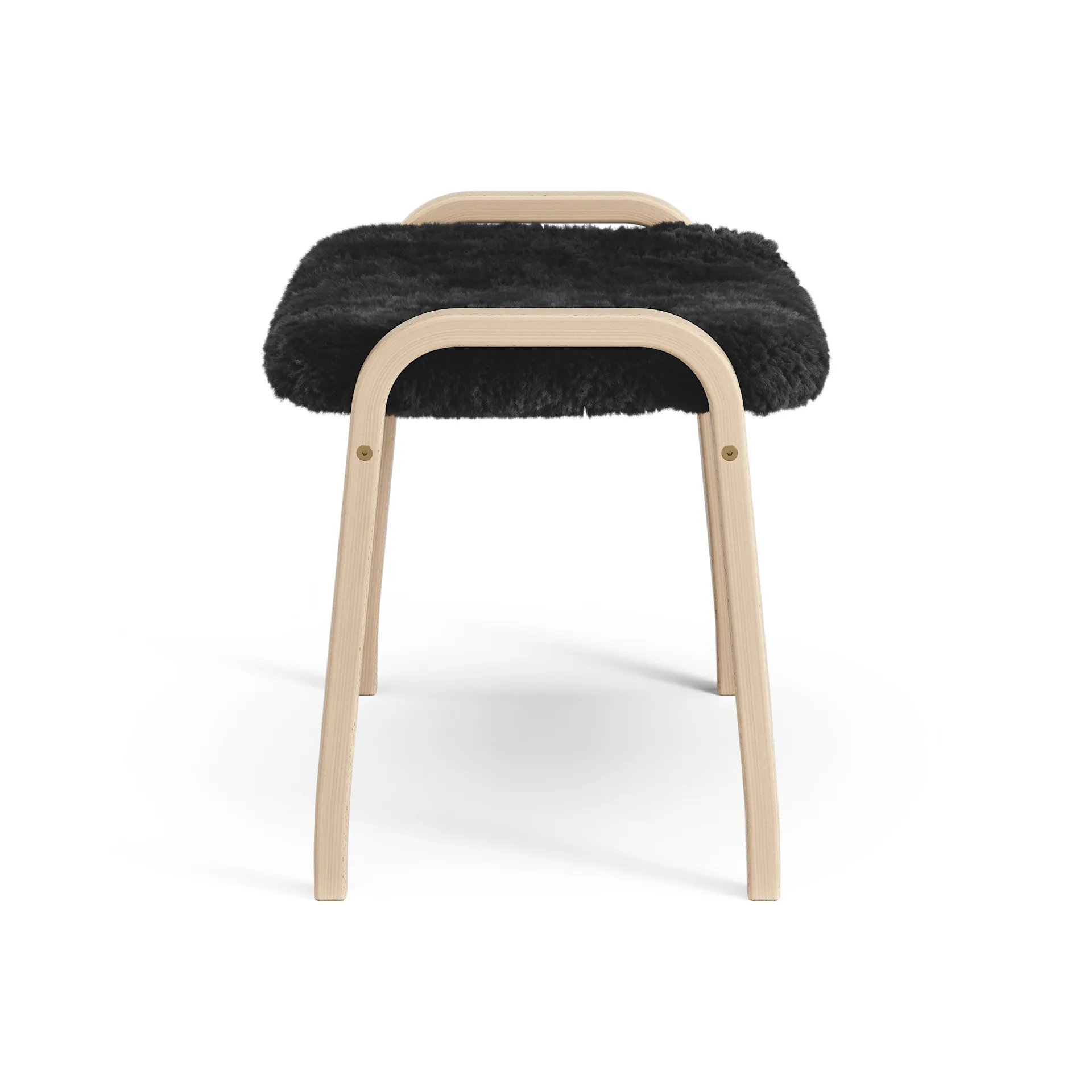 Lamini fotpall till barn lackad bok/fårskinn, Black (svart) Swedese