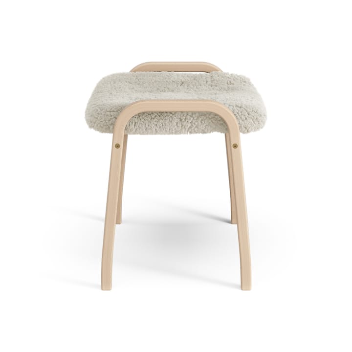 Lamini fotpall till barn lackad bok/fårskinn, Moonlight (beige) Swedese