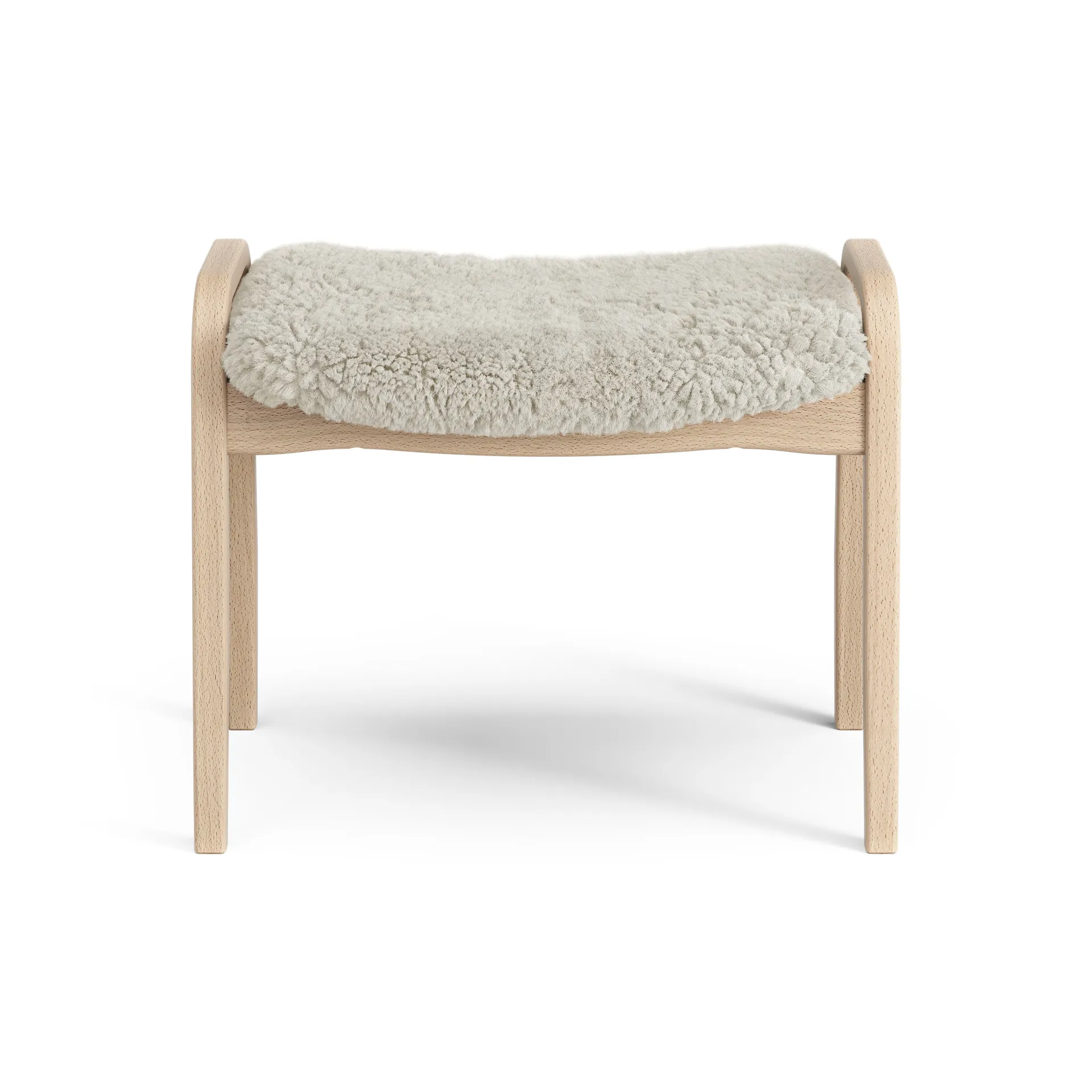 Lamini fotpall till barn lackad bok/fårskinn, Moonlight (beige) Swedese