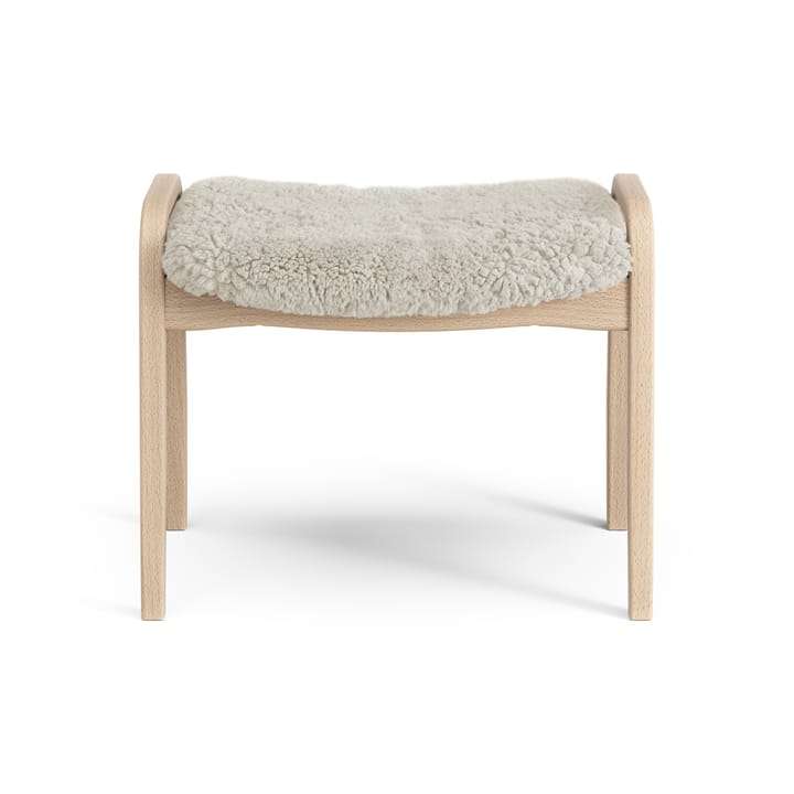 Lamini fotpall till barn lackad bok/fårskinn, Moonlight (beige) Swedese