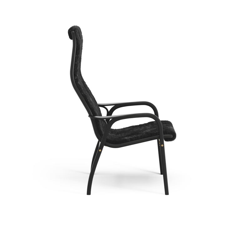 Lamino fåtölj, Fårskinn black-svartbetsad bok Swedese
