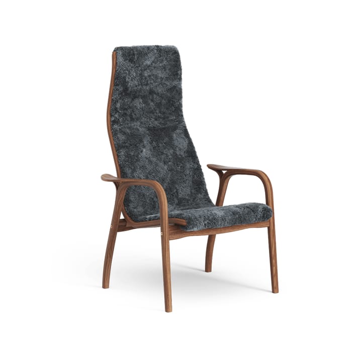 Lamino fåtölj - fårskinn charcoal, lackad valnöt - Swedese