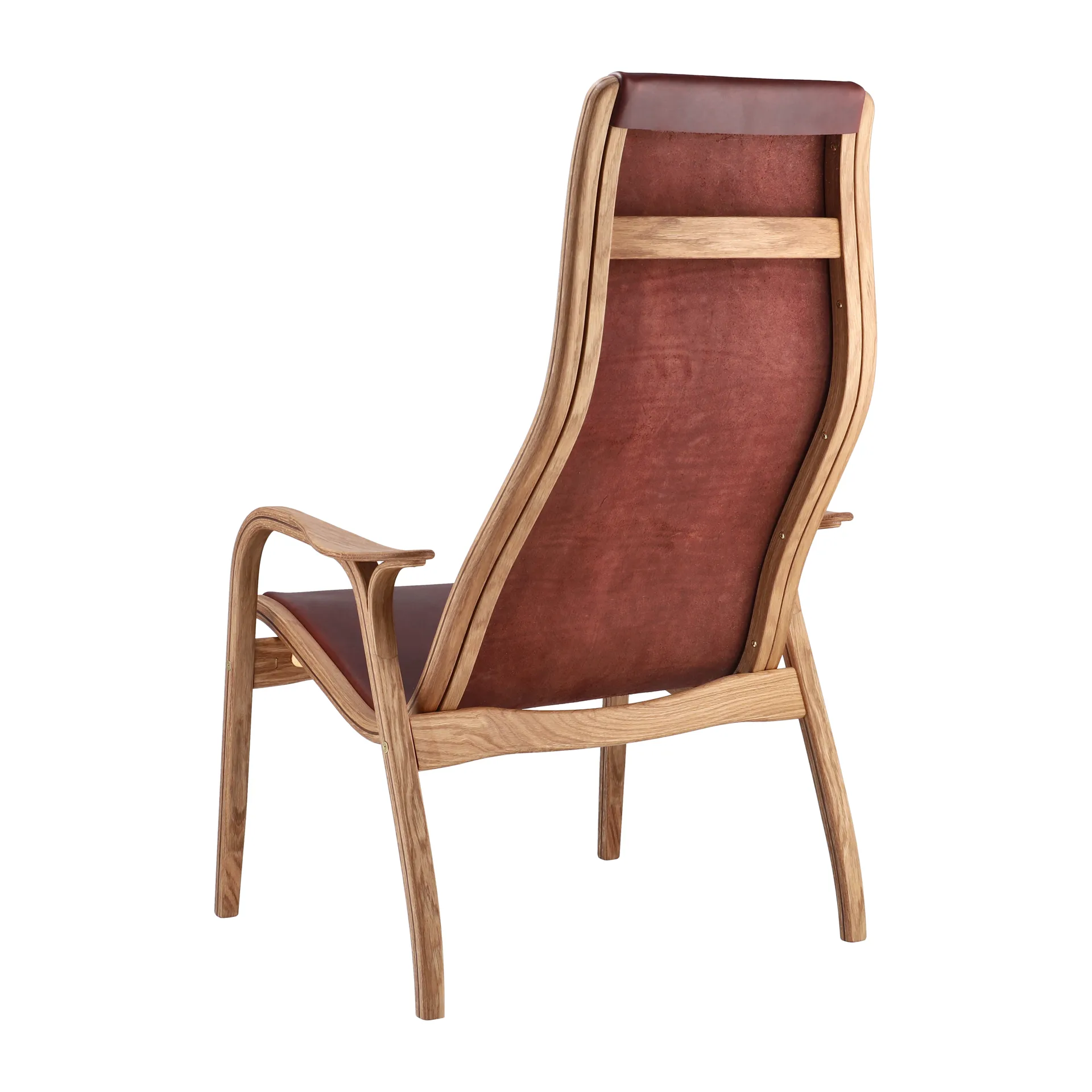 Lamino fåtölj jubileumsutgåva Svenssons 125 år, Oljad ek-rödbrunt tärnsjöläder Swedese