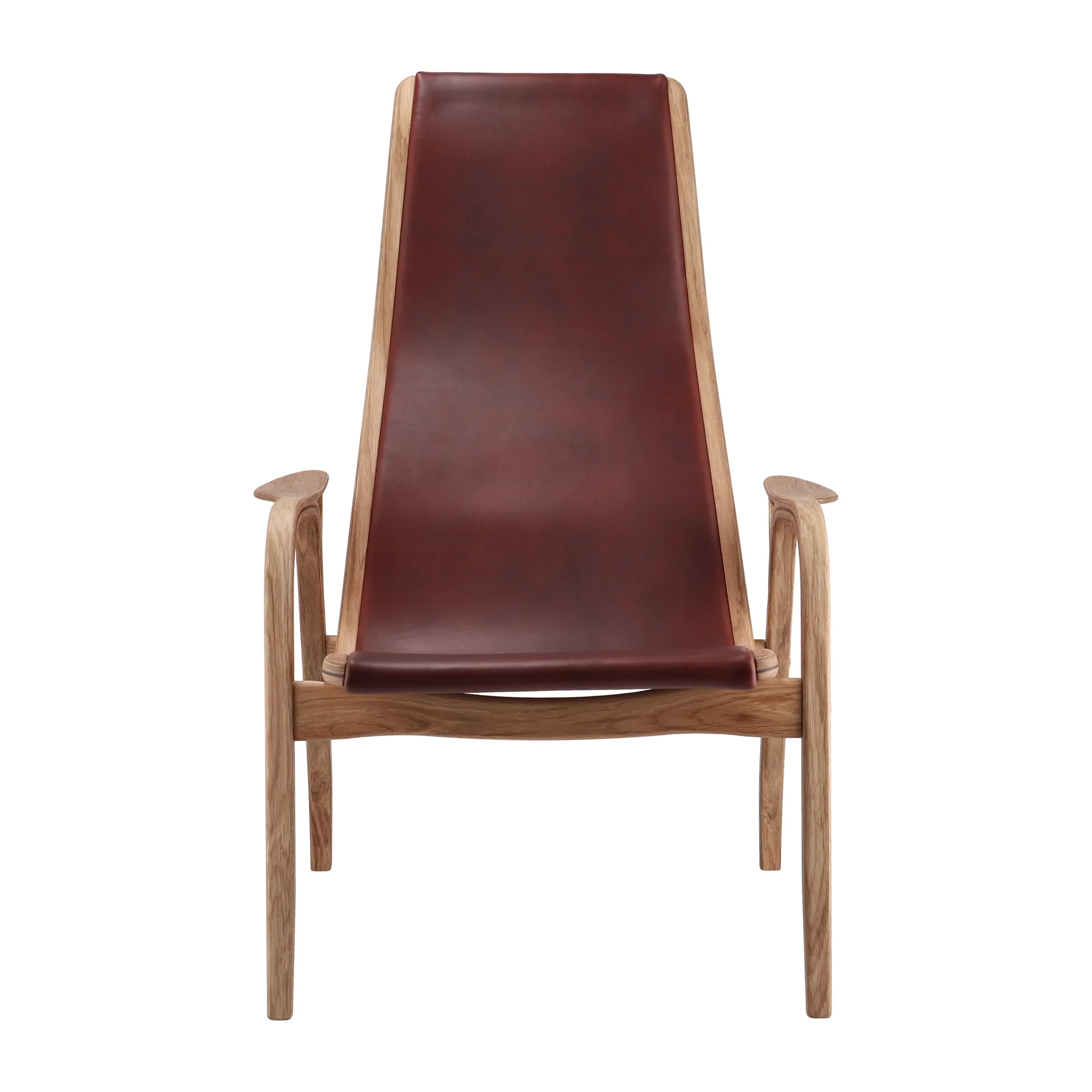 Lamino fåtölj jubileumsutgåva Svenssons 125 år, Oljad ek-rödbrunt tärnsjöläder Swedese