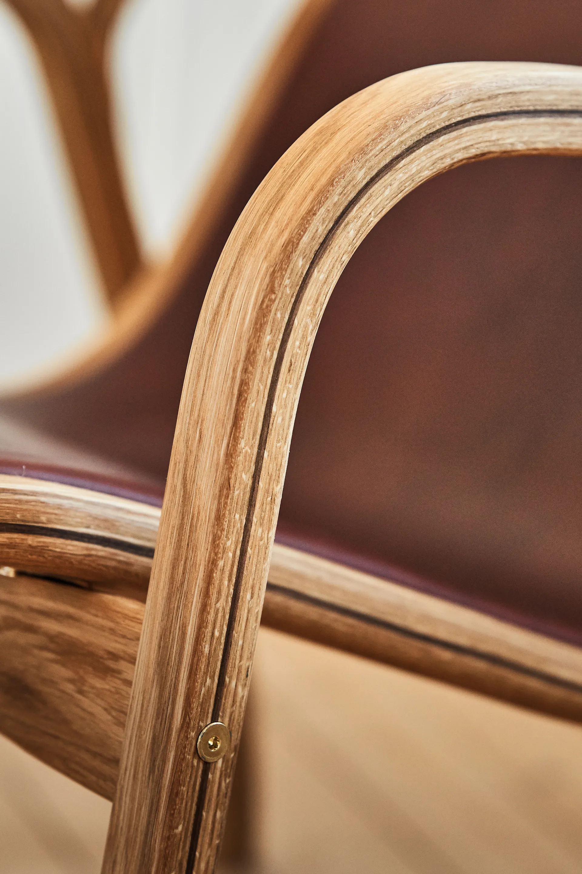 Lamino fåtölj jubileumsutgåva Svenssons 125 år, Oljad ek-rödbrunt tärnsjöläder Swedese