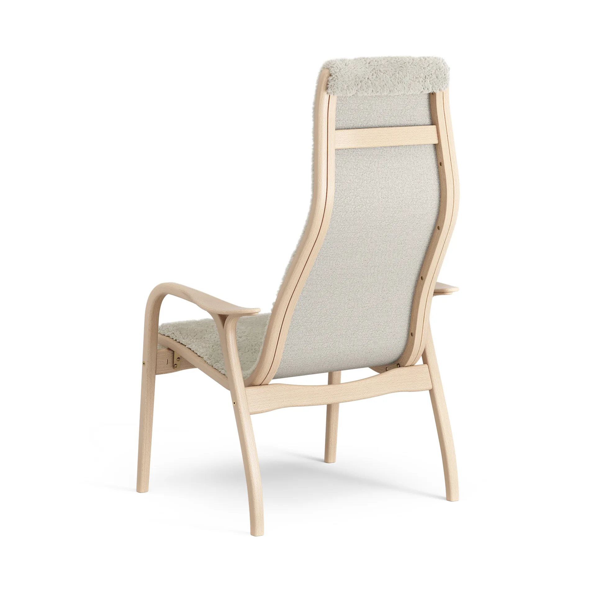 Lamino fåtölj lackad bok/fårskinn, Moonlight (beige) Swedese