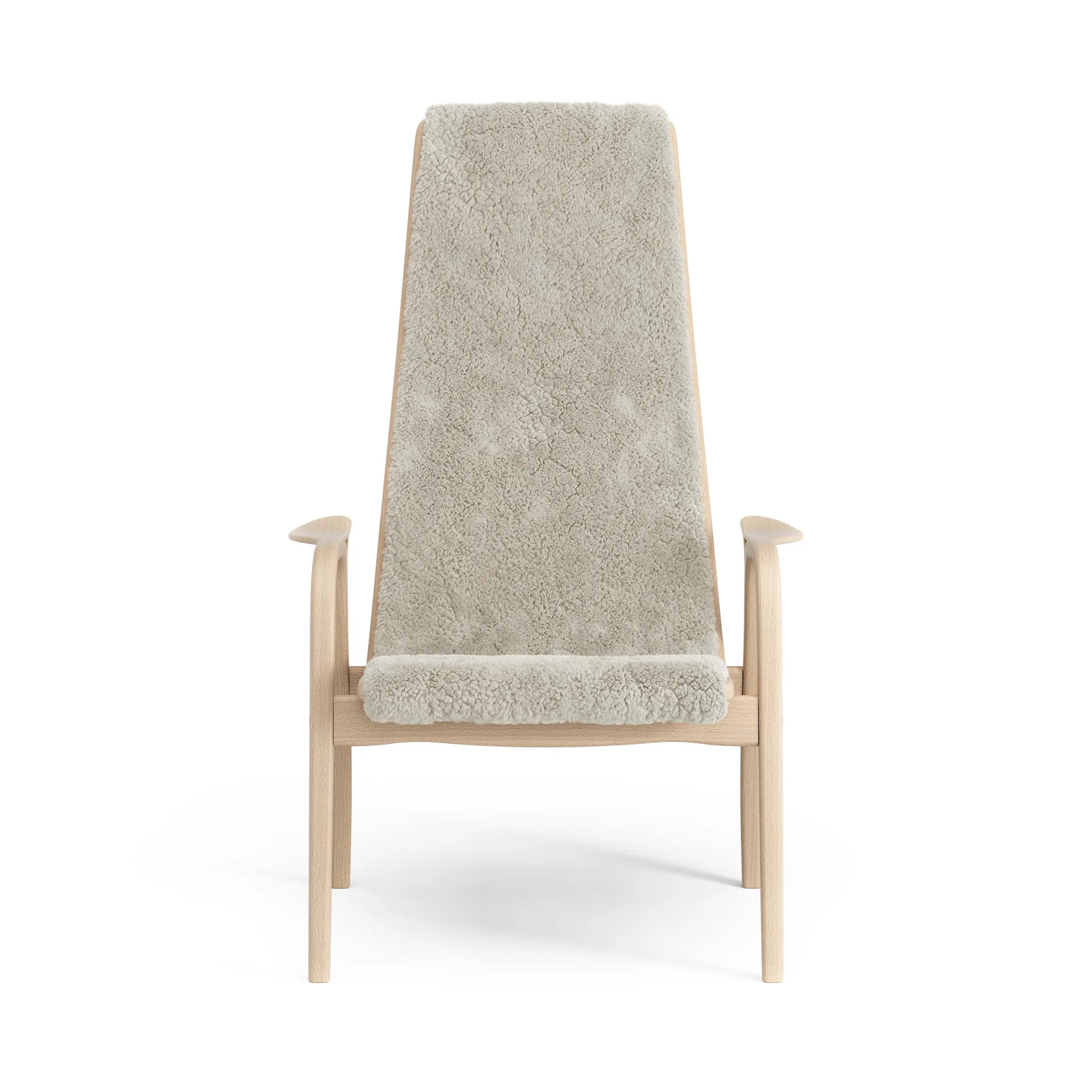 Lamino fåtölj lackad bok/fårskinn, Moonlight (beige) Swedese