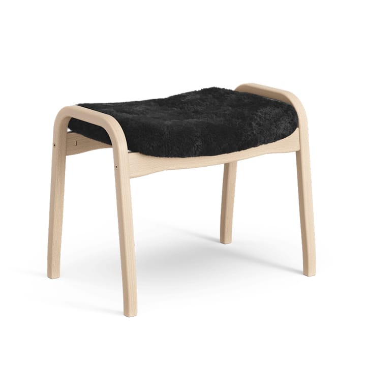 Lamino fotpall - Fårskinn black-naturlackad bok - Swedese