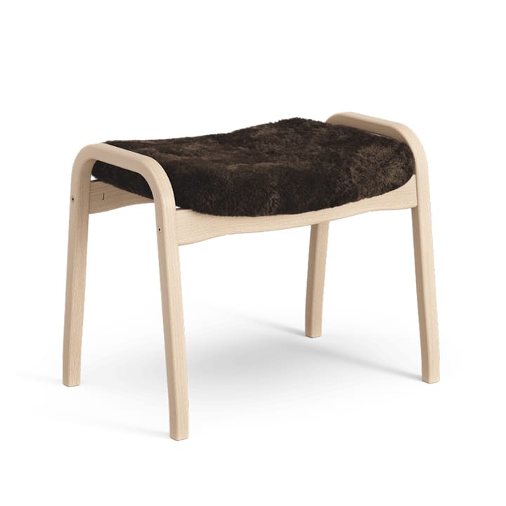 Lamino fotpall - fårskinn espresso, naturlackad bok - Swedese