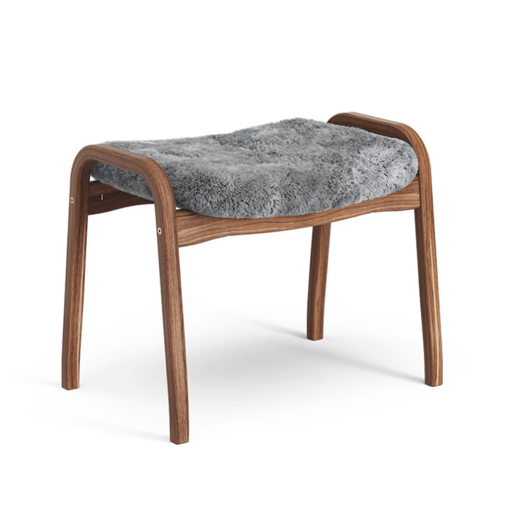 Lamino fotpall - fårskinn scandinavian grey, naturlackad valnöt - Swedese